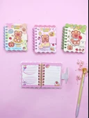 Honey Bear Cırtlı Cep Boy Sevimli Ayıcık Mini Not Defteri (7x8 cm) - Kahverengi - 3