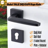 Bulut YALE DIŞ KAPI Kolu Siyah Kare Rozetli Sağa Sola Uygun Ev Kapı Kolları Kilitlenebilir 1 Takım - 2