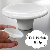 15 Adet Plastik Çanak Kulp Beyaz Düğme Tek Vidalı Mobilya Mutfak Dolap Dolabı Çekmece Kulbu Kulpları thumbnail 2