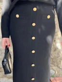 Hot Fashion SİYAH GOLD DÜĞMELİ ETEK - 3