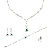 Damla Modeli Yeşil Zirkon Taşlı Gümüş Set thumbnail 7