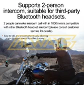 Q08 2X 1000m Telsiz Mesafeli Özellikli 2 Kişi Bağlantılı Bluetooth Kask Kulaklık Ekranlı Fenerli Mü - 5