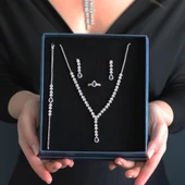 Damla Başak Modeli Safir Taşlı Gümüş Set thumbnail 8