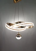 3 RENK ÇİFT ŞERİT MODERN LED AVİZE GOLD - 1