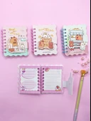 Capybara Tavşan Ayı Cırtlı Cep Boy Mini Not Defteri (7x8 cm) - Beyaz thumbnail 3