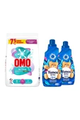 Omo Toz Deterjan Active Beyazlar Ve Renkliler 7.5kg X2 Yumoş Lilyum Konsantre Yumuşatıcı 1440ml X 2 thumbnail 2
