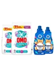 Omo Toz Deterjan 7.5 Kg X 2 Yumoş Lilyum Konsantre Çamaşır Yumuşatıcı 1440 ml 60 Yıkama X 2 - 2