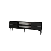 Aragon Modern TV Sehpası – 140 cm, 2 Kapaklı + 2 Açık Raflı, Siyah - 6