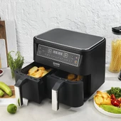 Schafer Fit Fry Dual Dijital Airfryer/sıcak Hava Fritözü Çok Amaçlı Pişirici-Siyah - 4