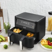 Schafer Fit Fry Dual Dijital Airfryer/sıcak Hava Fritözü Çok Amaçlı Pişirici-Siyah - 3