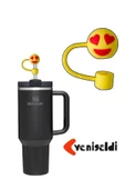 Stanley 1 Adet (10MM) Stanley Uyumlu Toz Geçirmez Gözü Kalpli Emoji Quencher Pipet Tıpası - 1