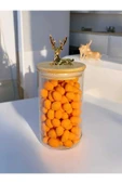 Yenigeldi (9x15 CM) 2 Adet Parlak Şeffaf Renk Geyikli Cam Saklama Kabı Geyik Başlı Y-522 - 1