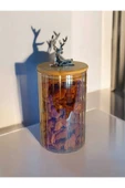 Yenigeldi (9x15 CM) 2 Adet Gökkuşağı Geyikli Cam Saklama Kavanozu Geyik Başı Gümüş Renk Hava Geçirmez Y-462 - 1
