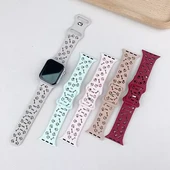 Apple Watch 42/44/45/46/49mm Kordon Kabartmalı Gonca Kiraz Silikon Kordon 2/3/4/5/6/se/7/8/9/10/ultra - 3