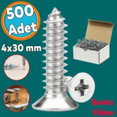 Sunta Vidası Sivri Uçlu Ahşap Tahta Ağaç Mobilya Ayak Kulp Vidası 4x30 Mm Paket 500 Adet thumbnail 1