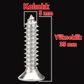 Sunta Vidası Sivri Uçlu Ahşap Tahta Ağaç Mobilya Ayak Kulp Vidası 5x35 Mm Paket 200 Adet - 2