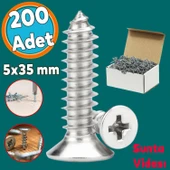 Sunta Vidası Sivri Uçlu Ahşap Tahta Ağaç Mobilya Ayak Kulp Vidası 5x35 Mm Paket 200 Adet - 1