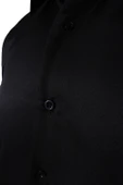 Erkek Uzun Kollu Kolay Ütülenebilir Pamuklu Slim Fit Gömlek 1000-SİYAH - 3