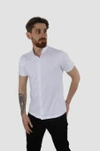 Erkek Kısa Kollu Nefes Alabilen Yazlık Pamuklu Slim Fit Gömlek 2910-G-BEYAZ - 1