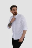 Erkek Pamuklu Dokuma Relax Fit Yazlık Gömlek G5033-BEYAZ - 2