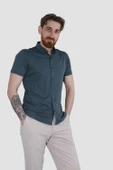 Erkek Kısa Kollu Nefes Alabilen Yazlık Pamuklu Slim Fit Gömlek 2910-G-MİNT - 2