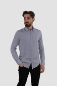 Erkek Pamuklu Dokuma Relax Fit Yazlık Gömlek G5033-GRİ - 1