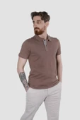 Erkek Polo Yaka Düz Pamuklu Slim Fit Tişört 3225Y-KAHVE - 1
