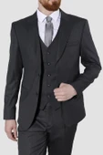Erkek Desenli Yelekli Slim Fit Takım Elbise 6000Y-14GRİ - 3