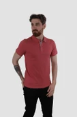 Erkek Polo Yaka Düz Pamuklu Slim Fit Tişört 3225Y-GÜL KURUSU - 2