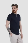 Erkek Polo Yaka Düz Pamuklu Slim Fit Tişört 3225Y-LACİVERT thumbnail 2