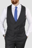 Erkek Çizgili Yelekli Slim Fit Takım Elbise 6566-ANTRASİT - 3