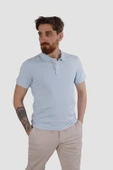 Erkek Polo Yaka Düz Pamuklu Slim Fit Tişört 3225Y-B.MAVİ - 2