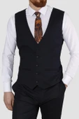 Erkek Armürlü Yelekli Slim Fit Takım Elbise 6023AR-LACİVERT - 4
