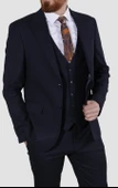 Erkek Armürlü Yelekli Slim Fit Takım Elbise 6023AR-LACİVERT - 3