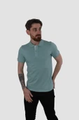 Erkek Polo Yaka Düz Pamuklu Slim Fit Tişört 3225Y-AÇIK YEŞİL - 2