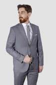 Erkek Düz Yeleksiz Slim Fit Takım Elbise 1920-AÇIKGRİ - 2