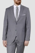 Erkek Düz Yeleksiz Slim Fit Takım Elbise 1920-AÇIKGRİ - 3