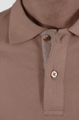 Erkek Polo Yaka Düz Pamuklu Slim Fit Tişört 3225Y-PUDRA - 3