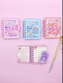 Candy Sevimli Kız Cırtlı Cep Boy Mini Not Defteri (7x8 cm) - Mor - 3