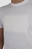Erkek Bisiklet Yaka Gofre Ayı Baskılı Pamuklu Slim Fit Tişört 3115-BEYAZ - 3