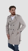 Erkek Uzun Kruvaze Trençkot Regular Fit 5030-TAŞ - 1