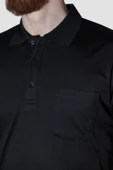 Erkek Polo Yaka Cepli Pamuklu Regular Fit Tişört 2448-SİYAH - 4