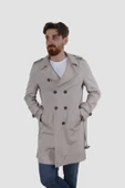 Erkek Uzun Kruvaze Trençkot Regular Fit 5030-TAŞ - 3