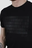 Erkek Bisiklet Yaka Baskılı Pamuklu Slim Fit Tişört 3087-SİYAH thumbnail 3