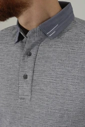 Erkek Polo Yaka Desenli Pamuklu Slim Fit Tişört 2976Y-GRİ - 3
