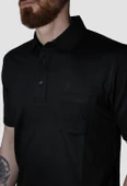 Erkek Polo Yaka Cepli Pamuklu Regular Fit Tişört 2510-SİYAH - 3