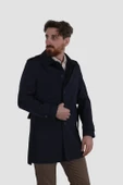 Erkek Uzun Kemerli Bebe Yaka Kruvaze Trençkot 5068-LACİVERT - 3