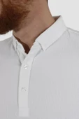 Erkek Gömlek Yaka Pamuklu Slim Fit Tişört 2562-Y-BEYAZ - 3