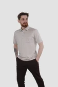 Erkek Polo Yaka Cepli Pamuklu Regular Fit Tişört 2510-BEJ thumbnail 1