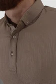 Erkek Gömlek Yaka Pamuklu Slim Fit Tişört 2562-Y-VİZON - 3
